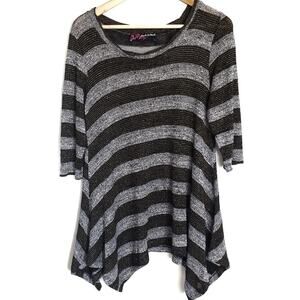 Peck & Peck Asymmetrical Womens Sweater Sz M  Grunge Whimsigoth Metallic Artsy